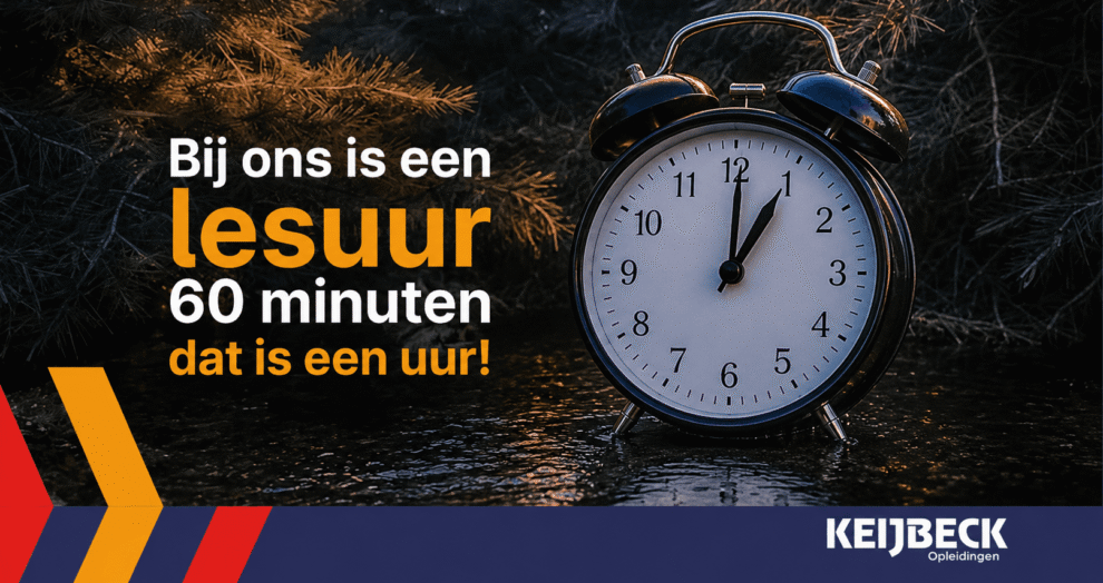 Bij ons is een lesuur 60 minuten dat is een uur!